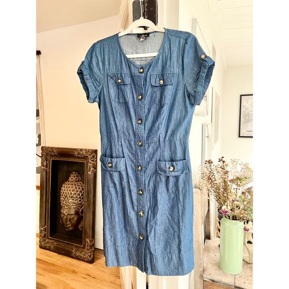 Spence Denim Button-Down Dress, Size 10 - Picture 3 of 6